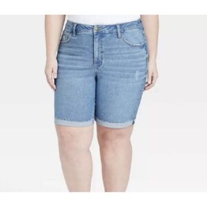 Ava & Viv Distressed Cuffed Denim Plus Size 26W 040‎
